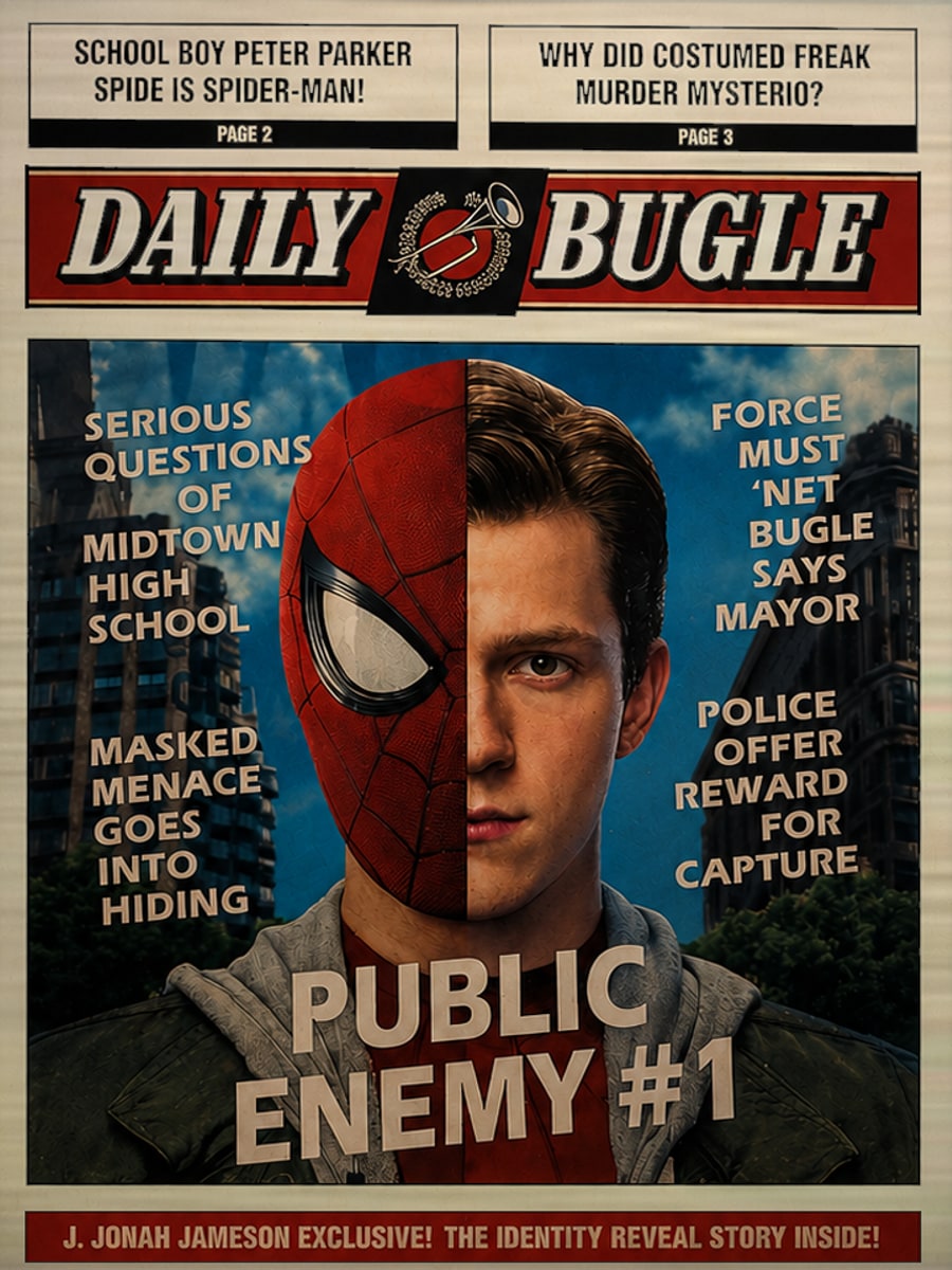 Daily Bugle Spider Man Lenticular Poster - Orta görünüm